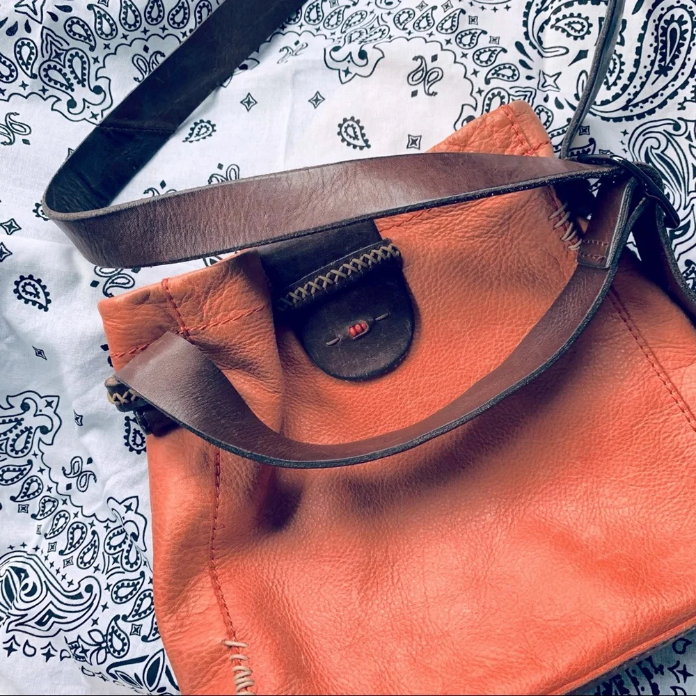 Lucky Brand coral leather crossbody bag